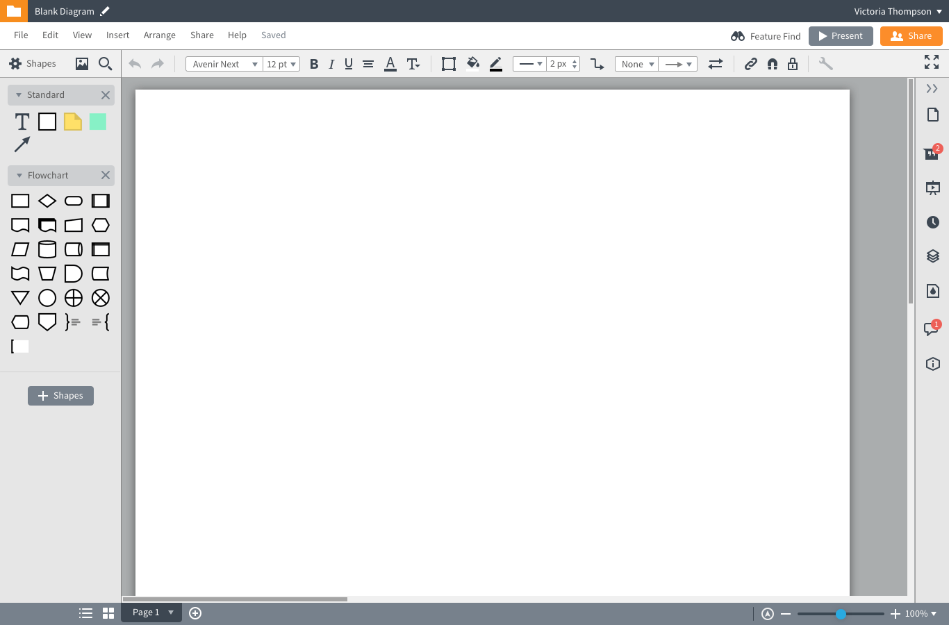 The final, current design of the Lucdichart editor.