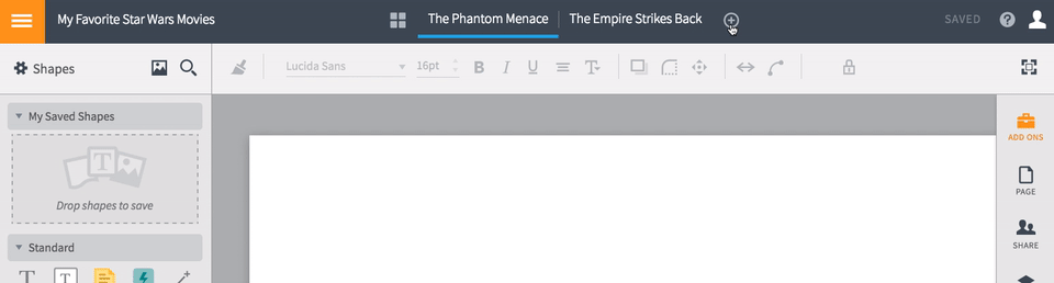 This was the prototype sent to alpha testers to try the new page tab experience (it would eventually be replaced by tabs on the bottom of the screen).