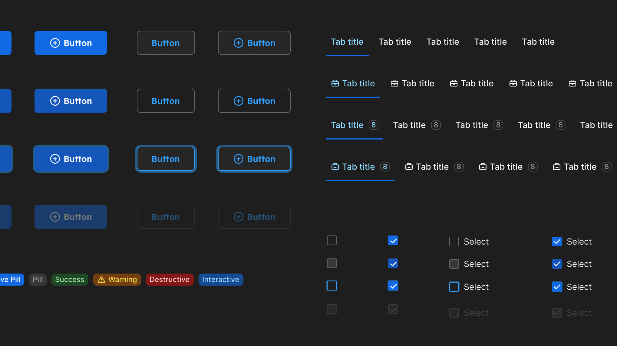 Some samples of the Productable design system