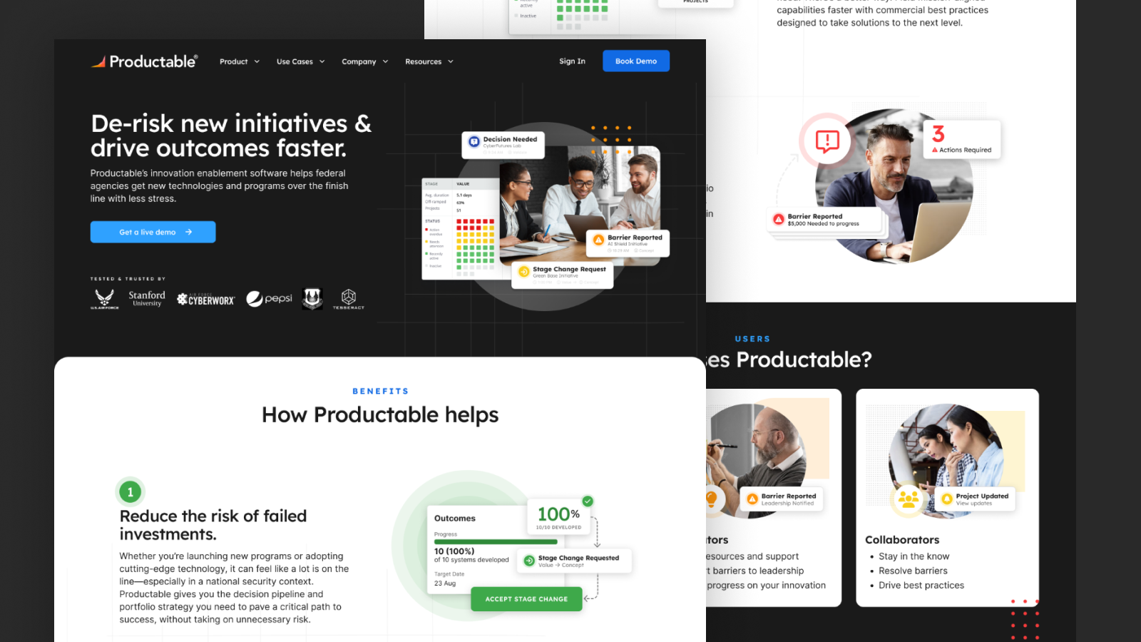 Samples of the new Productable website